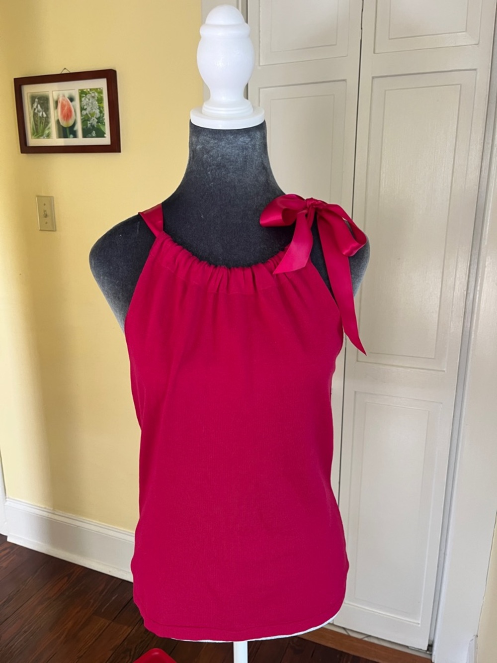 Ann Taylor Pink Tie-Shoulder Halter Top